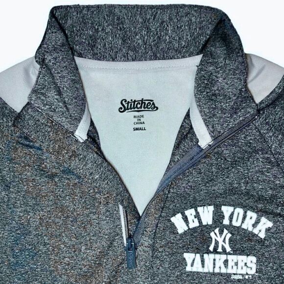 Stitches New York Yankees Quarter Zip Pullover in Blue Heather/Grey Women’s S - Picture 3 of 9